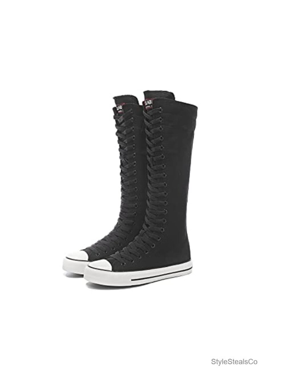 Canvas Knee High Lace Up Sneakers Tall Platform Boots